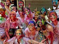 Foreign tourists celebrate Holi in Goa