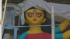 In pics: How preparations for Durga Puja pandals are going on
