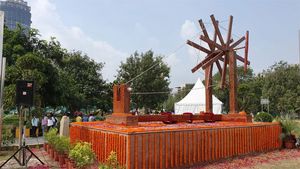 Gandhi Jayanti 2019: India's largest 'charkha' made of waste plastic inaugurated in Noida 
