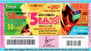 Kerala Pooja Bumper Lottery BR-70 prize structure and direct link to buy ticket