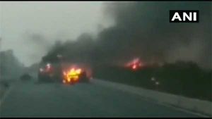 Multiple huge explosions in Surat road after mini truck loaded with LPG cylinders overturned