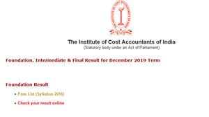 ICMAI December exam 2019 result