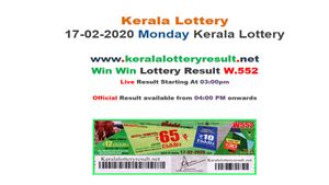 Kerala Lottery Win Win W-552 today lottery result LIVE