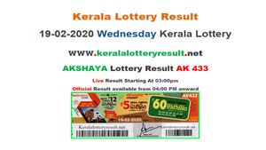 Kerala Lottery Akshaya AK-433 today lottery result LIVE