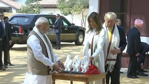 All in 15 min, Trump tours Sabarmati Ashram, spins Bapu's Charkha, gifted 'Three Wise Monkeys'
