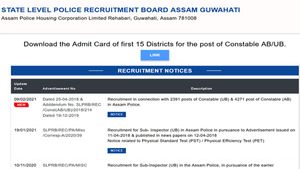 Assam Police Admit Card 2021 for UB/AB Constables released: Check details
