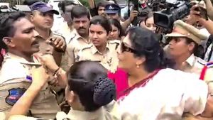 Congress leader Renuka Chowdhury grabs cop's collar; video goes viral 