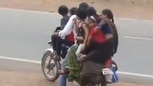 Viral video shows 7 members of one family riding a bike: Watch