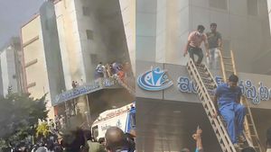Massive Fire Breaks Out At Visakhapatnam Hospital, Firefighters Rescue Patients Using A Ladder