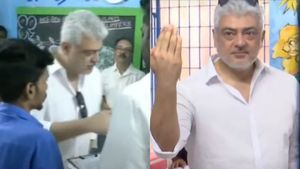 Crowd Goes Crazy As Ajith Turns Up At Polling Booth To Vote