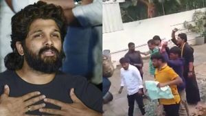 Protesters Pelt Stones, Break Pots Outside Pushpa 2 Star Allu Arjun's Hyderabad Residence