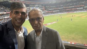 Former UK PM Rishi Sunak Attends IND Vs ENG T20I At Wankhede With Father-in-Law Narayana Murthy