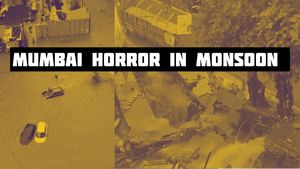 Mumbai Under Red Alert: Road Cave-In, Waterlogged Streets And Scary Monsoon Visuals | Watch