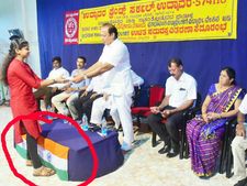 ಶಾಸಕರಿಂದ ರಾಷ್ಟ್ರಧ್ವಜಕ್ಕೆ ಅವಮಾನ, ಫೋಟೋ ಸಾಮಾಜಿಕ ಜಾಲತಾಣದಲ್ಲಿ ವೈರಲ್ 