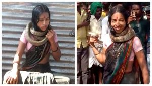 ಕೊರಳಿಗೆ ಹಾವು ಸುತ್ತಿಕೊಂಡು ದೇವಸ್ಥಾನ ಪ್ರವೇಶಿಸಿದ ಮಹಿಳೆ