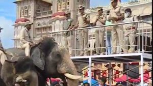 ಜಂಬೂ ಸವಾರಿ ಅಂತಿಮ ತಾಲೀಮು; ಮೆರವಣಿಗೆಯಲ್ಲಿ 6 ಆನೆ ಭಾಗಿ