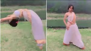 ಸೀರೆಯನ್ನುಟ್ಟು ಪಲ್ಟಿ ಹೊಡೆದು ಡ್ಯಾನ್ಸ್ ಮಾಡಿದ ಬಂಗಾಳದ ಹುಡುಗಿ 