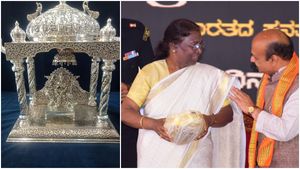 ಮೈಸೂರಿನಲ್ಲೇ ತಯಾರಾದ ರೇಷ್ಮೆ ಸೀರೆಯಲ್ಲಿ ಆಗಮಿಸಿ, ದಸರಾಗೆ  ಮೆರುಗು ತಂದ ರಾಷ್ಟ್ರಪತಿ! 