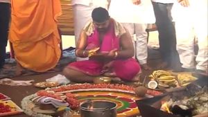 ಭಾರತ್‌ ಜೋಡೋ ಯಾತ್ರೆ ಯಶಸ್ವಿಗಾಗಿ ಬಳ್ಳಾರಿಯಲ್ಲಿ ಹೋಮ 
