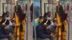 ಮೆಟ್ರೋದಲ್ಲಿ ಕಾಣಿಸಿಕೊಂಡು ಜನರಲ್ಲಿ ಭಯ ಹುಟ್ಟಿಸಿದ 'ನಾಗವಲ್ಲಿ': ವಿಡಿಯೋ