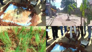  ಮೂಡಿಗೆರೆ: ಕಿತ್ತೋಗಿರೋ ರಸ್ತೆ ಮಧ್ಯದಲ್ಲಿ ಕೃಷಿ ಕಾರ್ಯ, ಮೀನುಗಾರಿಕೆ, ಇದೊಂದ್‌ ವಿನೂತನ ಪ್ರತಿಭಟನೆ