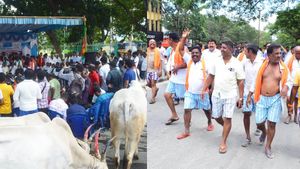  ತಮಿಳುನಾಡಿಗೆ ಕಾವೇರಿ ನೀರು: ಮಂಡ್ಯದಲ್ಲಿ ಜಾನುವಾರುಗಳೊಂದಿಗೆ ಬಿಜೆಪಿ ಕಾರ್ಯಕರ್ತರ 