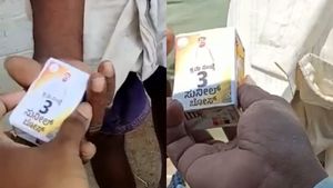  ಮದ್ಯದ ಪೌಚ್‌ಗಳ ಮೇಲೆ ಚಾಮರಾಜನಗರ ಕ್ಷೇತ್ರದ ಕಾಂಗ್ರೆಸ್‌ ಅಭ್ಯರ್ಥಿ ಫೋಟೋ, ವೈರಲ್‌