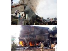    എടരിക്കോട്ടേ വസ്ത്രവ്യാപാരസ്ഥാപനത്തിനു തീ പിടിച്ച് കോടികളുടെ നഷ്ടം,  മൂന്നു നിലയുള്ള സ്ഥാപനത്തിന്റെ മുകളിലത്തെ നിലയില്‍ നിന്നാണ് തീ ആളിപ്പടര്‍ന്നത്