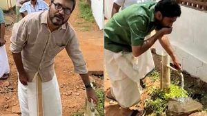 പൈപ്പിൽ വെള്ളമില്ലെന്ന് എംബി രാജേഷ്, തുറന്ന് വെള്ളം കുടിച്ച് വിടി ബൽറാമിന്റെ മറുപടി; വാക്പോര്