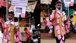 പോലീസ് ചുമത്തിയ പിഴ മാലയാക്കി ഒറ്റയാള്‍ പ്രതിഷേധം... 250 രൂപ മുതല്‍ 10000 വരെ, വീഡിയോ വൈറല്‍