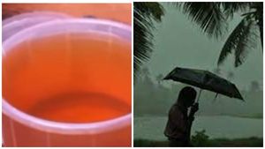 വടകരയിൽ ചുവന്ന നിറത്തിൽ മഴ, പെട്രോളാണെന്ന് സംശയം, ബക്കറ്റുകളിൽ ശേഖരിച്ച് നാട്ടുകാർ
