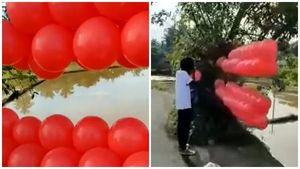 കാമുകിയുമായി പിരിഞ്ഞിട്ട് 666 ദിവസം, 666 ചുവന്ന ബലൂണുകൾ ഊതി വീർപ്പിച്ച് യുവാവ്, വീഡിയോ വൈറൽ