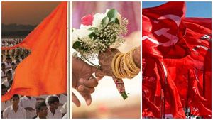 ആർ.എസ്.എസും സി.പി.മ്മും കൈകോർത്ത് കല്ല്യാണം; പഞ്ചായത്ത് അംഗമായ നവവധു രാജിവെയ്ച്ച് ജീവിതത്തിലേക്ക്  