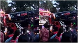  ബസിന് മുകളില്‍  പൂത്തിരി നിരത്തി കത്തിച്ച് ആഘോഷം; സംഭവം വിനോദയാത്രയ്ക്ക് മുന്‍പ്