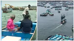 കരയിലും കടലിലും സമരം; പ്രതിഷേധം ശക്തം; വിഴിഞ്ഞം തുറമുഖ കവാടം വളഞ്ഞ് സമരക്കാർ