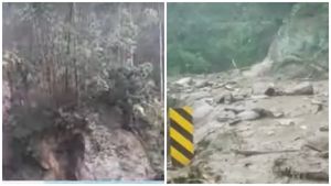 മൂന്നാറില്‍ മണ്ണിടിച്ചല്‍; വിനോദസഞ്ചാരികളെത്തിയ വാഹനത്തിന് മുകളിൽ മണ്ണിടിഞ്ഞുവീണു