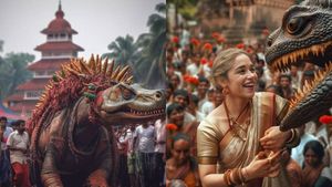  ആനയ്ക്ക് പകരം ദിനോസറാണെങ്കില്‍! എന്റമ്മോ...ഇത് എന്തൊരു ഭാവന, വൈറല്‍ ചിത്രങ്ങള്‍