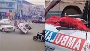 മന്ത്രി വി ശിവൻകുട്ടിയുടെ പൈലറ്റ് വാഹനം ഇടിച്ച് ആംബുലൻസ് മറിഞ്ഞു; 3 പേർക്ക് പരിക്ക്