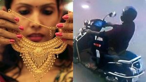 പറശിനിക്കടവില്‍  പട്ടാപ്പകല്‍ സ്‌കൂട്ടര്‍ യാത്രികന്‍ വയോധികയുടെ മൂന്നരപവന്റെ മാല കവര്‍ന്നു