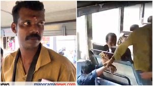 'മിന്നൽ ബിനു'; ബസ്സിൽ നിന്ന് തെറിച്ചുവീഴാൻ പോയ യാത്രക്കാരനെ മിന്നൽവേ​ഗത്തിൽ രക്ഷപ്പെടുത്തി കണ്ടക്ട‍‍‍ർ