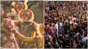 തൃശൂരിനെ ഇളക്കിമറിച്ച് പുലികൾ ഇറങ്ങി; താളമേള ആഘോഷം; എങ്ങും പുലി മേളം