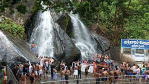 தென்மேற்கு பருவமழை எதிரொலி... குற்றால அருவிகளில் வெள்ளம் ஆர்ப்பரிப்பு 