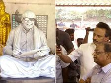 தகதகவென தத்ரூபமாக மின்னிய கலைஞர் சிலை.. செல்போனில் போட்டோ எடுத்த ஸ்டாலின்! 