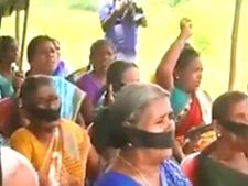 சேலம் 8 வழிச்சாலை திட்டம்.. வாயில் கருப்பு துணி கட்டி 23 கிராமத்தினர் போராட்டம் 