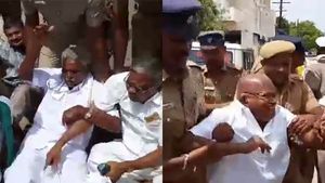 தூக்குய்யா.. விடுய்யா என்னை..  குமுறிய விவசாயிகள்.. தூக்கி உள்ளே போட்ட போலீஸார்! 