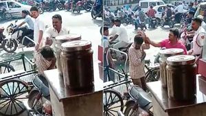 தண்ணி கேன் போட்டது குத்தமா.. தள்ளுவண்டிக்காரரை அடித்த போலீஸ்.. பொதுஜனமும் சேர்ந்து அடித்த பரிதாபம்!