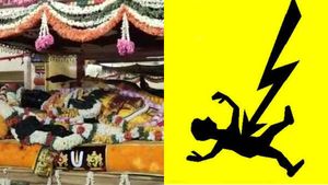 காஞ்சியில் பரபரப்பு.. அத்தி வரதர் தரிசனத்தின்போது மின்சாரம் பாய்ந்தது.. 20 பேர் காயம் 