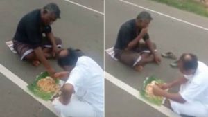 நடுரோடு.. ஃபுல் மப்பு.. பிரியாணி பொட்டலம்.. பெரிய மனுஷன் மாதிரி இருக்கீங்களே.. இப்படி செய்யலாமா! 