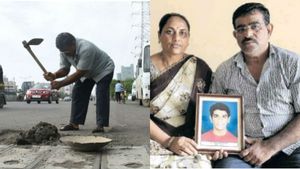 மும்பையில் சாலைக்குழிகளை மூடும் தனி ஒருவன்... மகன் நினைவாக 600 பள்ளங்கள் மூடல் 