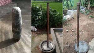 சூரிய கிரகணத்தின் போது உலக்கையும் அம்மிக்கல்லும் செங்குத்தாக நிற்கும் அரிய காட்சி 